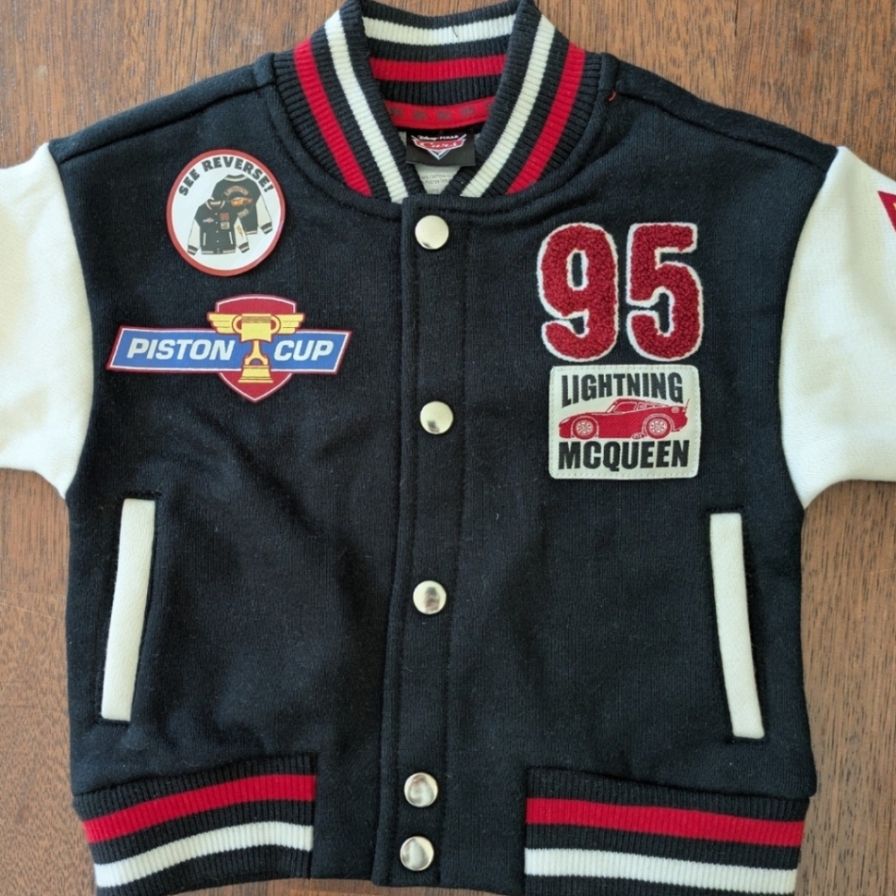 Disney Cars Lightning McQueen Black and White Bomber Jacket